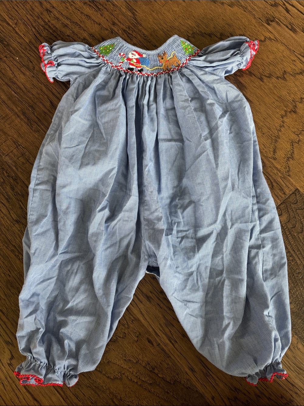 Petit Bebe Christmas Embroidered Smocked Bubble